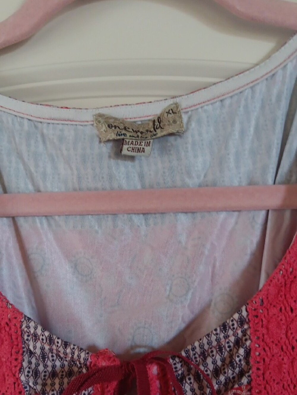 ONE WORLD Floral Tie-Front Blouse in Coral and Pink - Picture 3 of 6